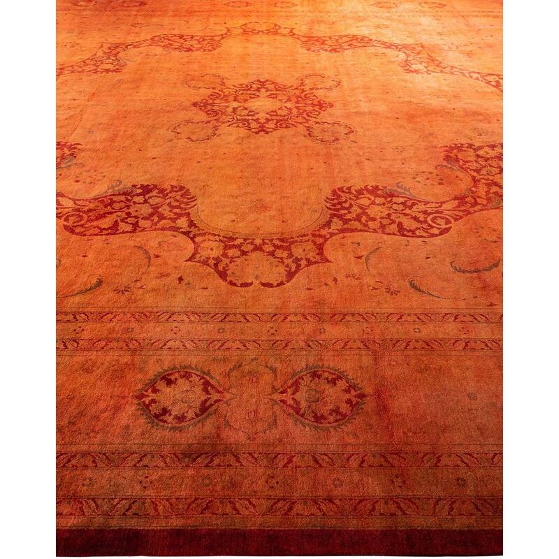 Overdyed, One-of-a-Kind Hand-Knotted Area Rug - Orange - 12' 4" x 16' 10"