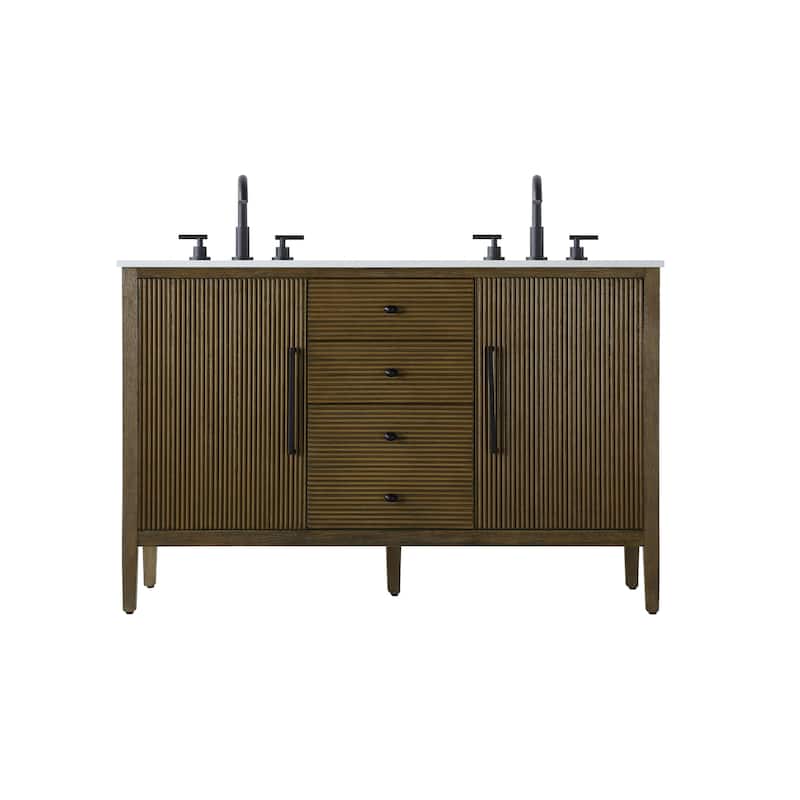 Elegant Lighting VF29654D Blakely 54" Free Standing Double Basin - Hazel Oak