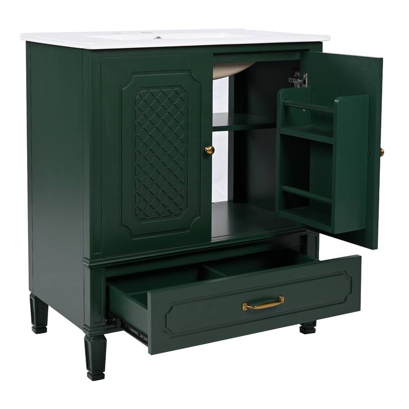 Bathroom Vanity with Sink Vintage Style,Multi-functional Storage Space