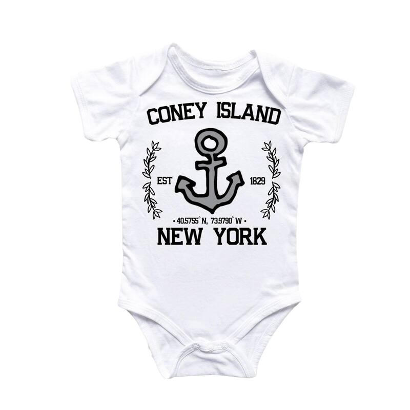 Coney Island New York - Baby Boy Girl Clothes Infant Bodysuit Funny Cute Newborn - White - 6-9M