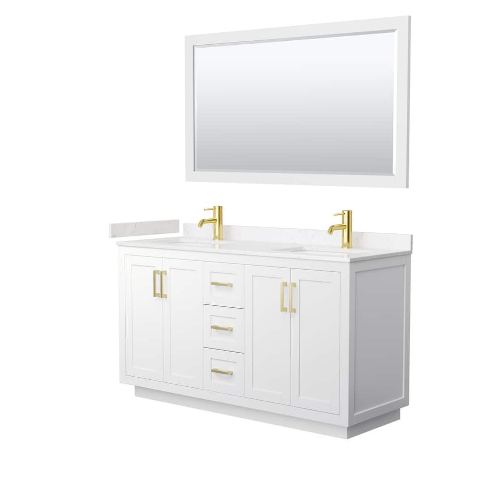 Miranda Bathroom Vanity Set, Cultured Marble Top, 58-Inch Mirror