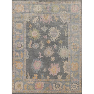 Hand Knotted Oriental 100% Wool Carpet Transitional All-Over Greys & Charcoal Oushak Area Rug - 10' 0'' X 8' 0''