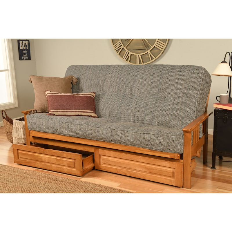 Somette Monterey Butternut Full-size Storage Futon Set with Mattress - Taxi Seaport