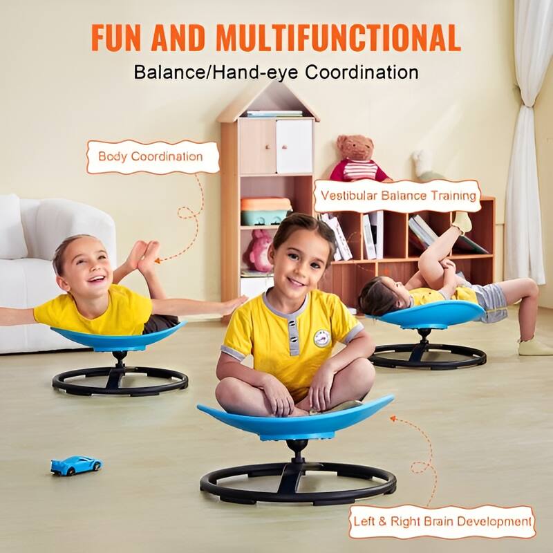 Round Sensory Swivel Chair for Kids with Metal Base and 360 Degree Spin - 21.06” L x 19.88” W x 11.61” H