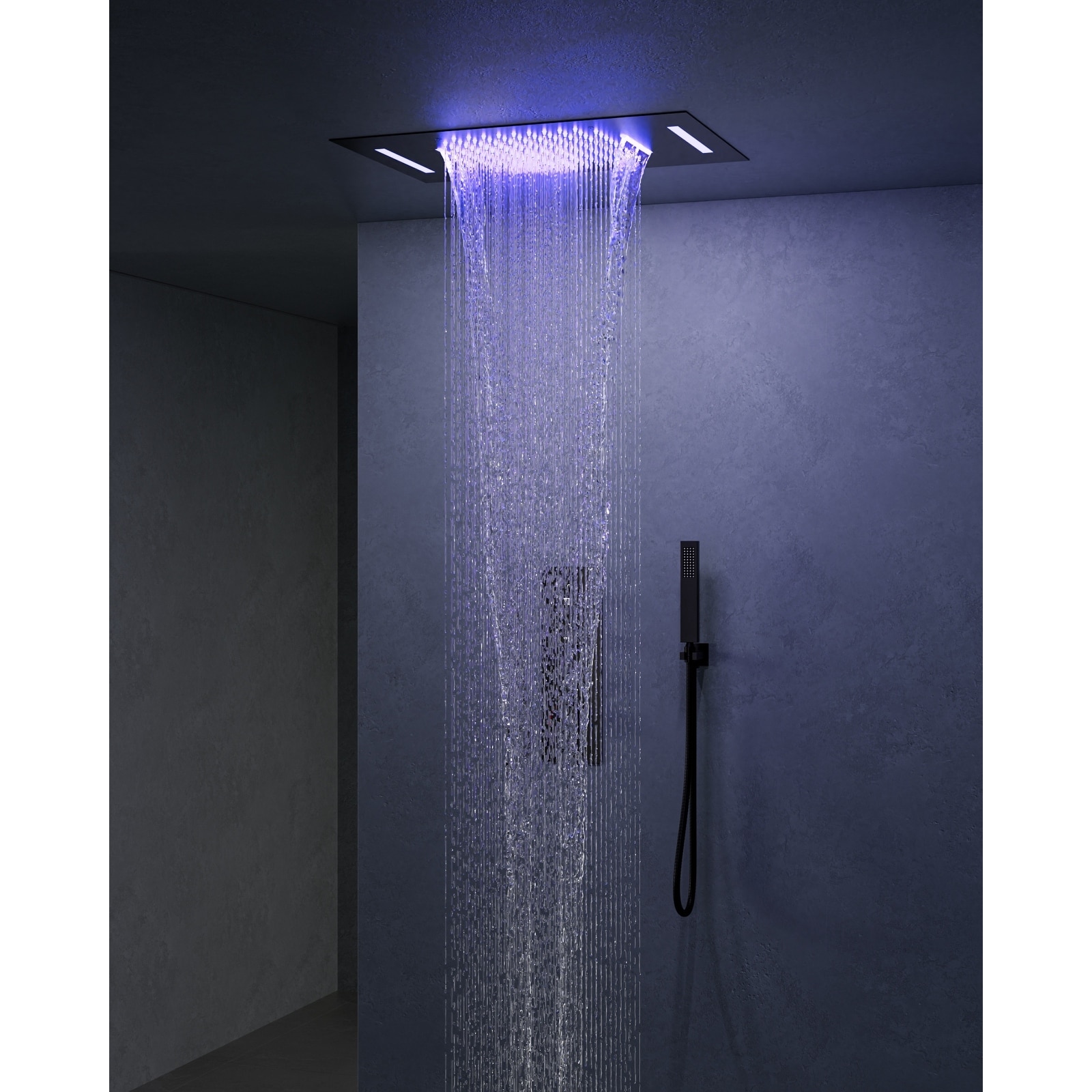 Thermostatic LED Shower System Rainfall Shower Head with Handheld Shower, 23"x15"