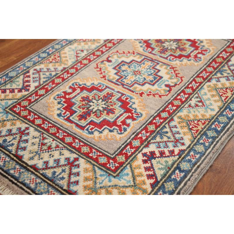 Kazak Oriental Foyer Rug Hand-Knotted Wool Carpet - 2'0"x 3'0"