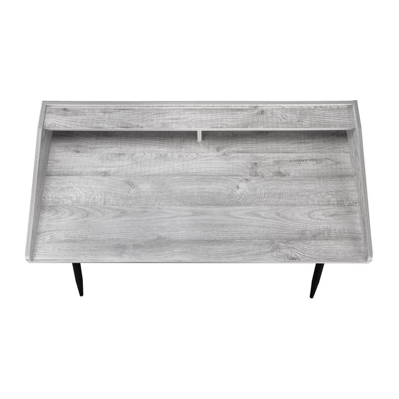 Computer Desk, Home Office, Laptop, Storage Shelves, 48"l, Work, Grey Laminate, Black Metal, Contemporary, Modern