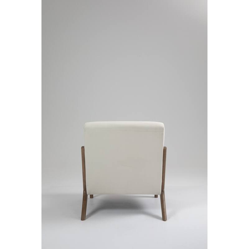 Upholstered Accent Chair with Lumbar Pillow, Living Room Chairs with Solid Wood Frame, Lounge Reading Armchair