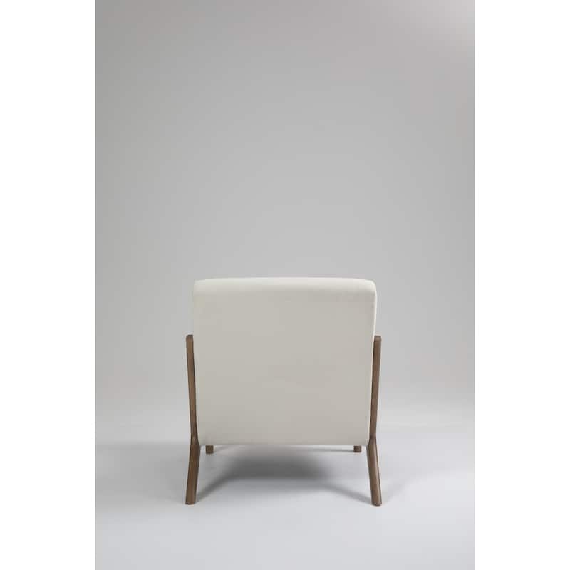 White+Oak Velvet Modern Upholstered Accent Chair with Natural Wooden Frame for Living Room