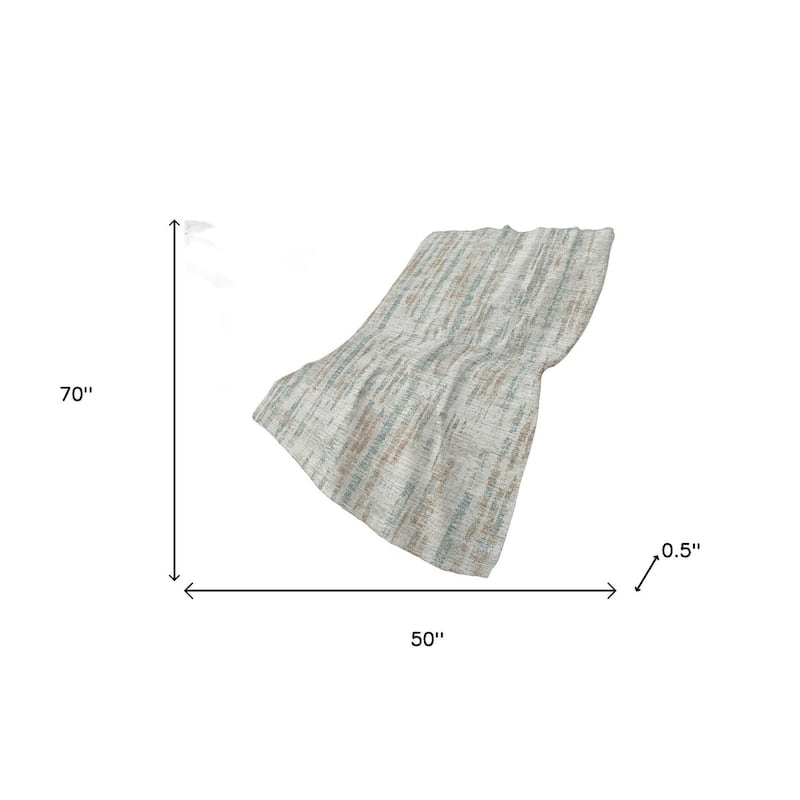 HomeRoots 50" X 70" Ivory And Blue Abstract Polyester Woven Plush Throw Blanket