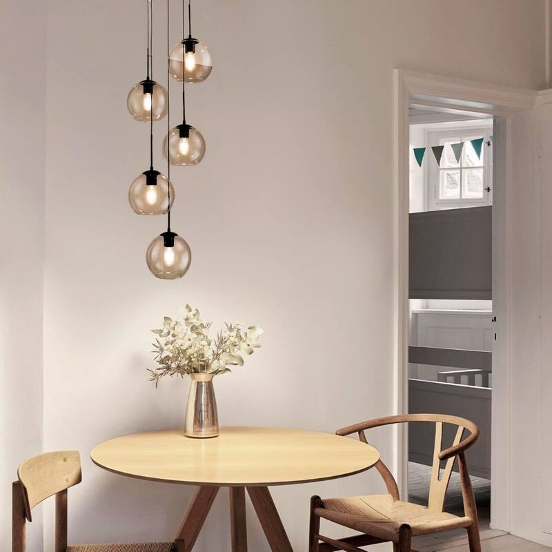 5 Light light fixture black hallway living room lighting iron pendant light - N/A