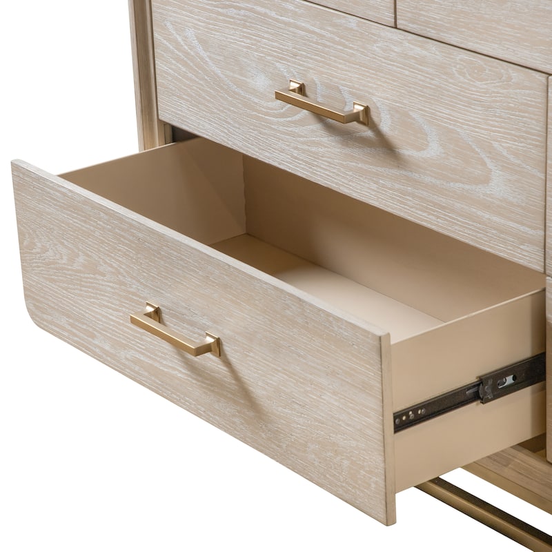 Furniture of America Drayden Transitional Solid Wood 7-Drawer Dresser with Metal Legs