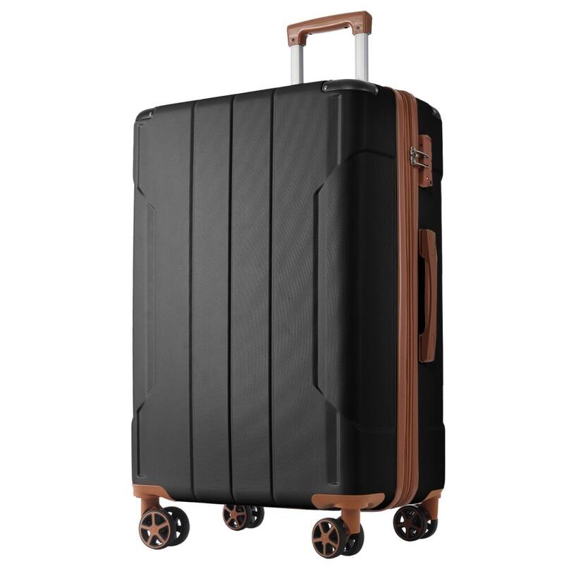 Expandable 28" Lightweight Durable ABS Suitcases,Hardshell Luggage - Black Brown