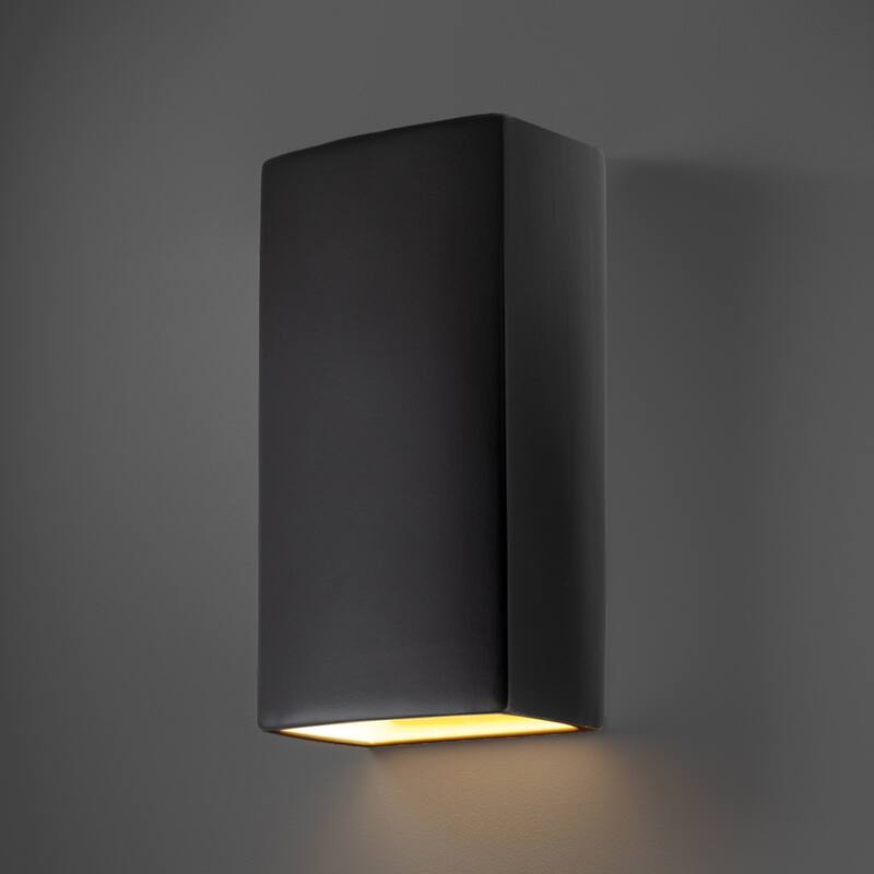 Justice Design Group Ambiance Really Big Rectangle Carbon Matte Black Outdoor Closed Top Wall Sconce
