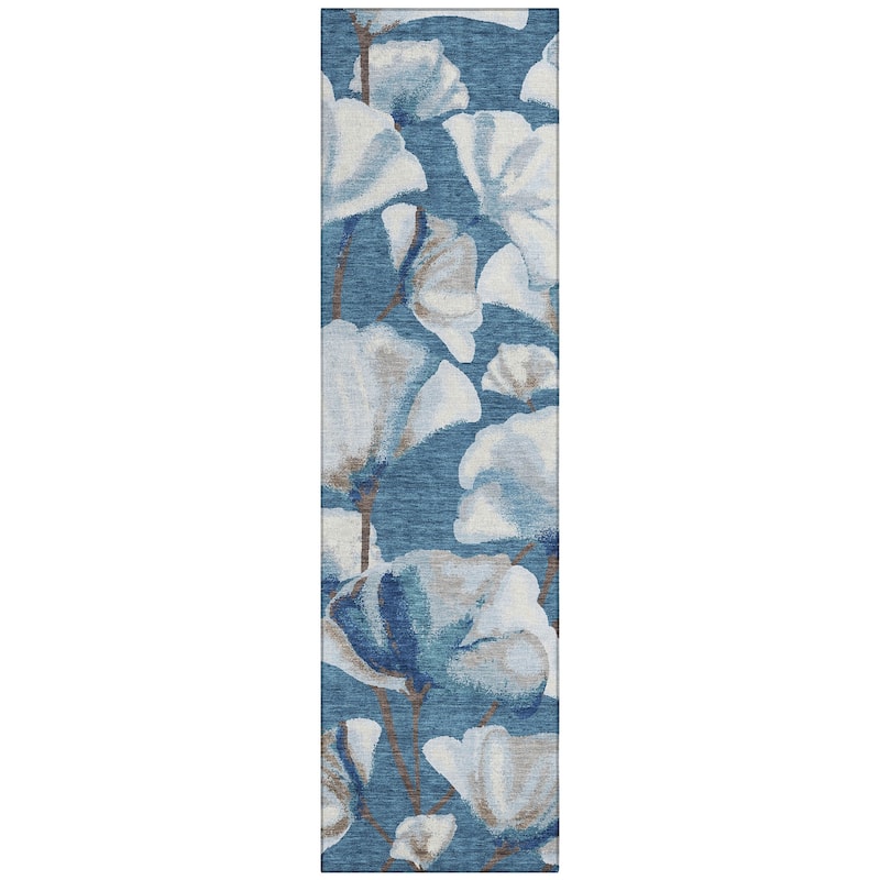 Machine Washable Indoor/ Outdoor Floral Love Chantille Rug