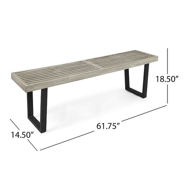 dimension image slide 2 of 4, Fresno Outdoor Acacia Dining Bench by Christopher Knight Home - N/A