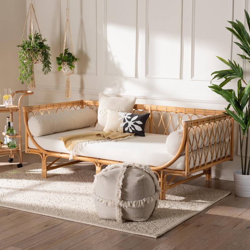 Davida Modern Bohemian Natural Brown Rattan Daybed