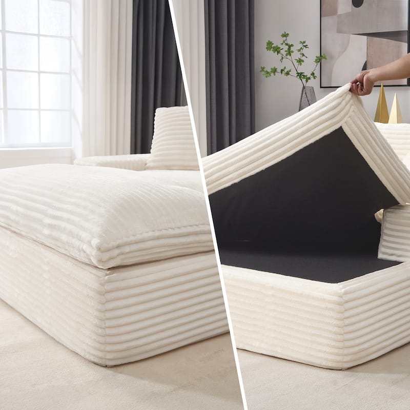 67" Upholstered Full Foam Chaise Lounge Chair Convertible Sofa Bed with Pillows, No Assembly Required