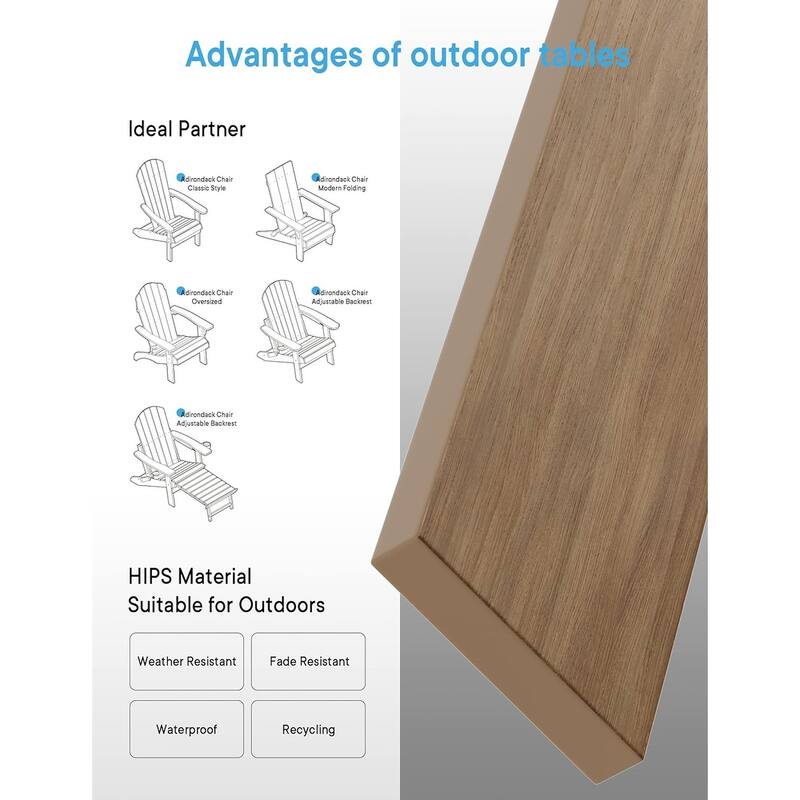 WINSOON Outside Adirondack Square Side Table, Weather Resistant Patio Tables Set Of 2