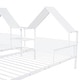 preview thumbnail 16 of 17, Metal Double Twin Size Platform Bed with House-shaped Headboard and a Built-in Nightstand