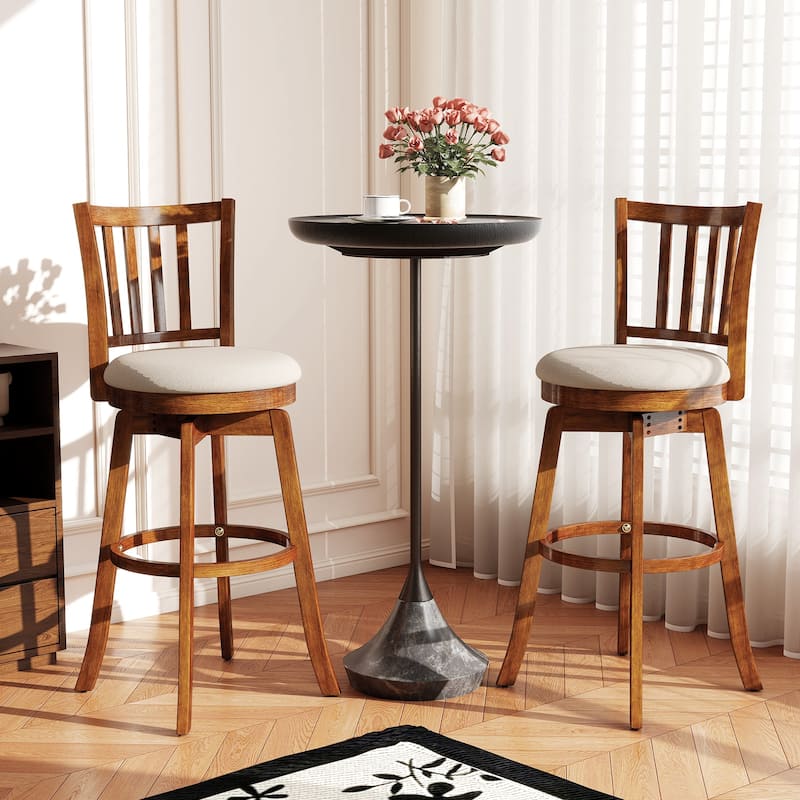 Gymax 30.5'' Swivel Barstools Set of 4 w/Backrest & Upholstered Seat