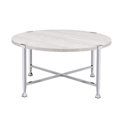 Round Coffee Table With Metal Frame Leg