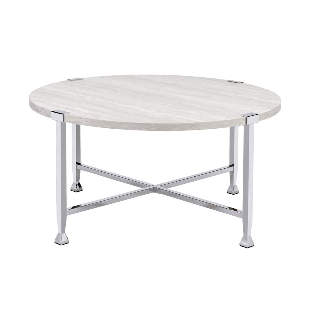 Round Coffee Table With Metal Frame Leg