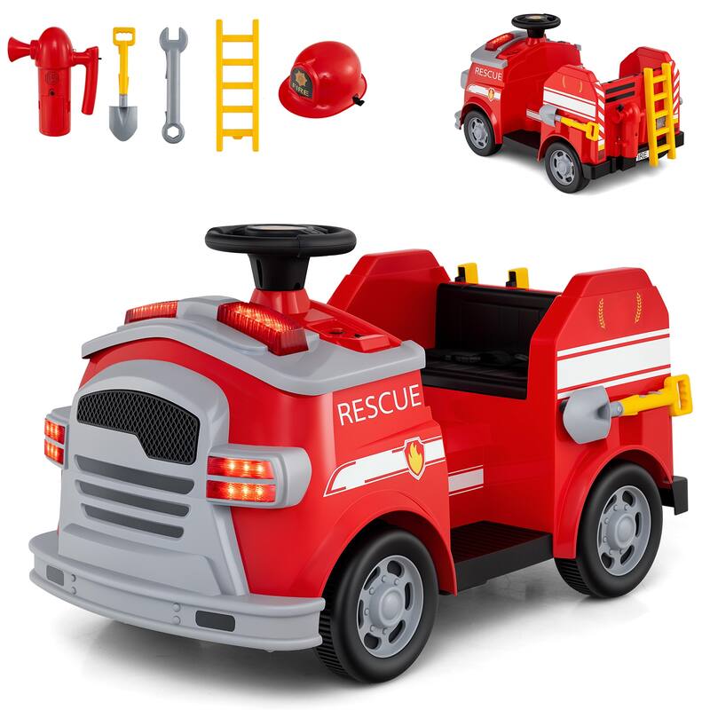 12V Kids Electric Ride On Car with Steering Wheel, Pedal, Music, Safety Belt and Toy Accessories - 19" × 34" × 20.5"