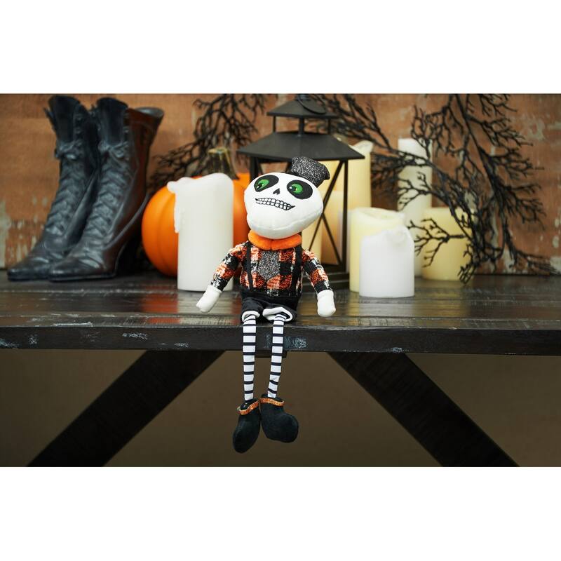 Skeleton Halloween Dangle Leg Shelf Sitter