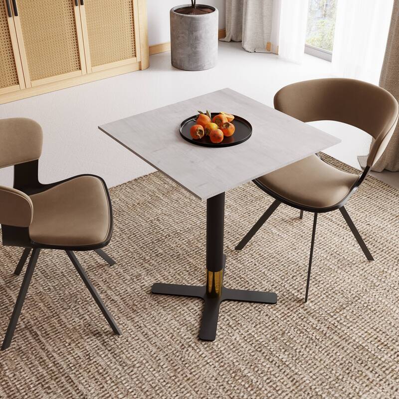 Vail Square Dining Table with 24 in. MDF Tabletop in Black Stainless Steel Cross Legs with Gold Accent Base Kitchen Table