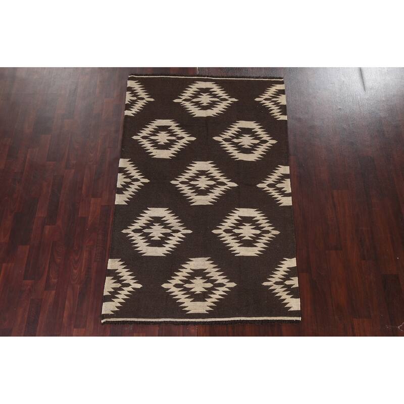 Natural Dye Kilim Tribal Geometric Oriental Wool Area Rug Flat-weave - 4'7" x 7'3"