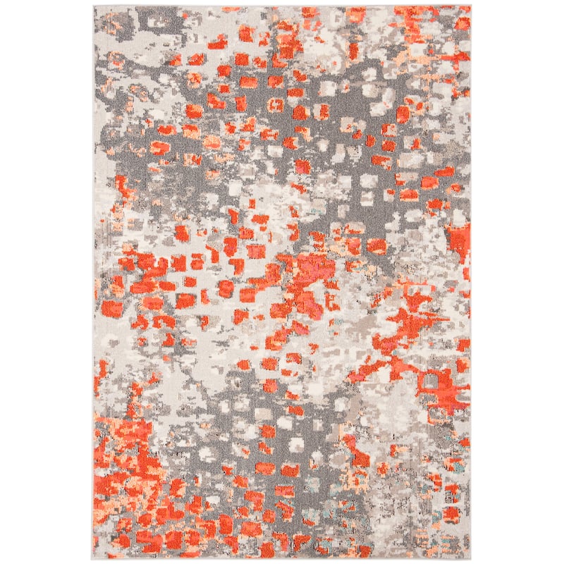 SAFAVIEH Madison Cherie Modern Abstract Watercolor Rug - 2' x 4' - Grey/Orange