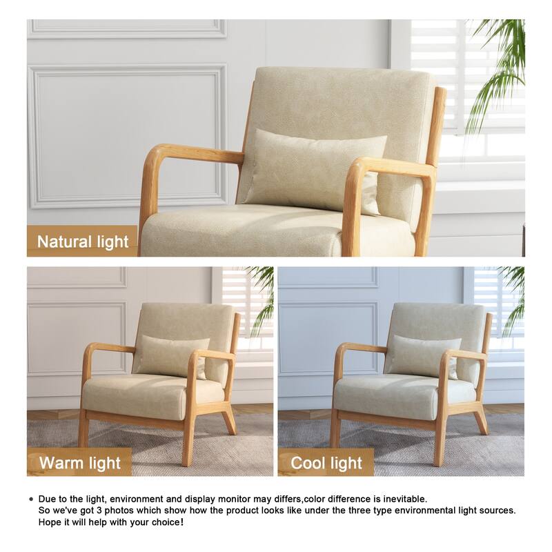 Mid Century Solid Wood Upholstered Accent Chair