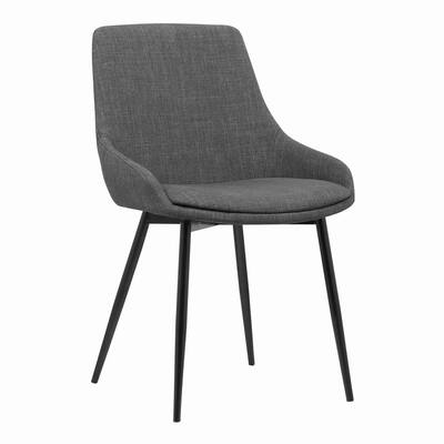 Fabric Upholstered Dining Chair with Metal Legs, Black and Gray
