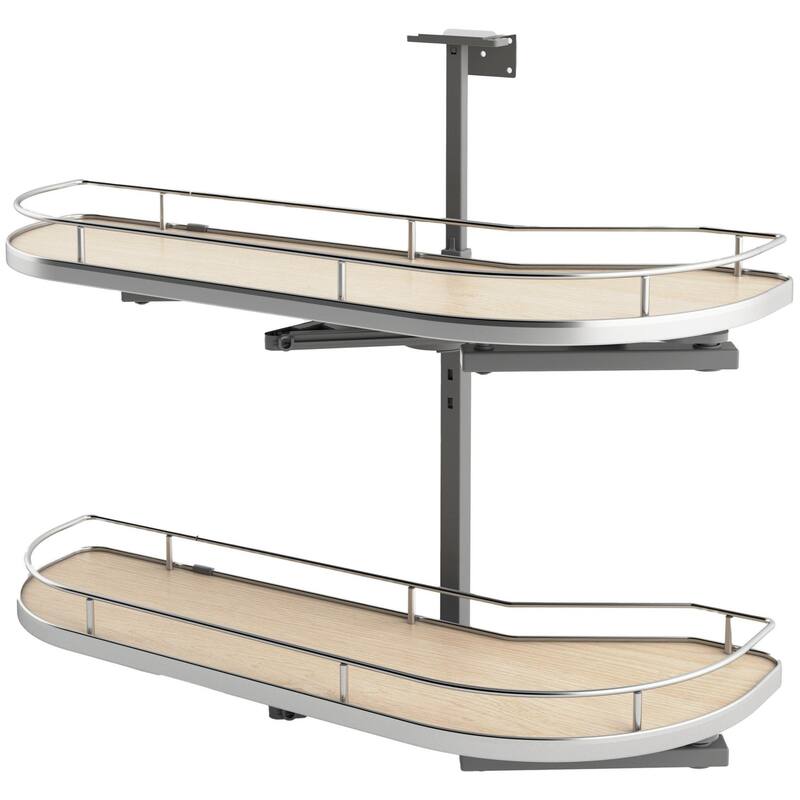 Rev-A-Shelf 587-12-L Modern 32-3/4"W Pull Out Two Tier Lazy Susan - Chrome / Maple