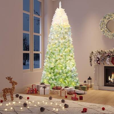 Prelit Green Gradient Snow Flocked Christmas Tree, Xmas Tree - N/A