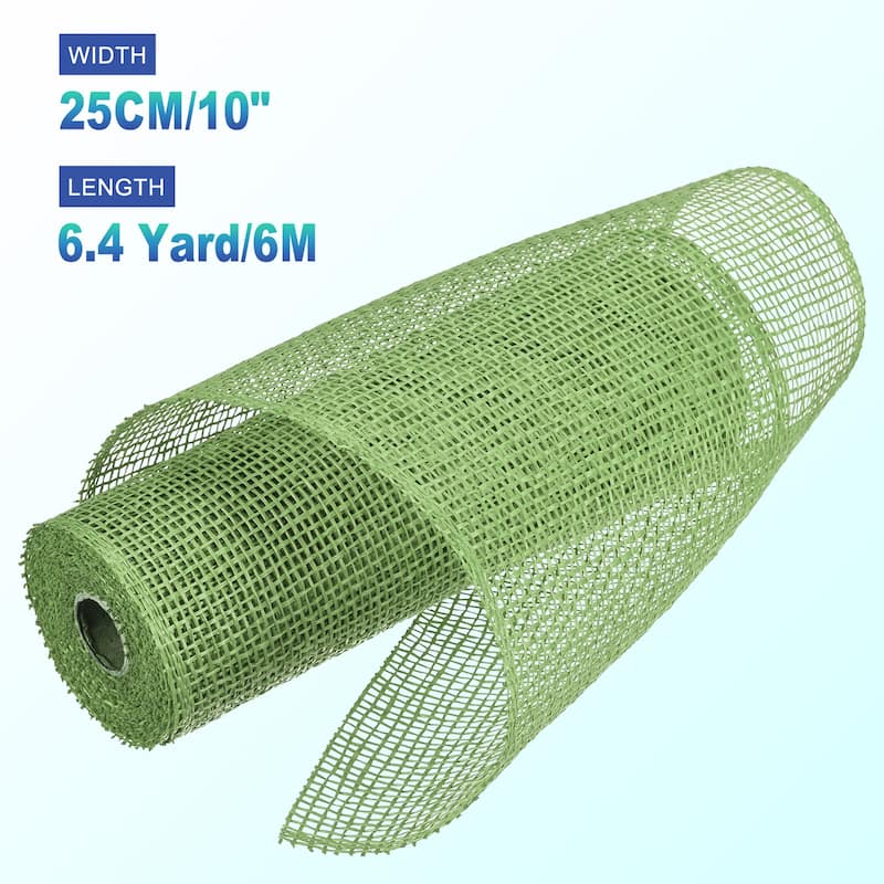 3pcs 10" Poly Burlap Mesh for Wreath, Mesh Fabric Ribbon 6.4 Yard - Green