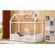 preview thumbnail 4 of 10, Full Size House Bed with Fence, Door, and Distressed Finish - Durable Pine Wood, White