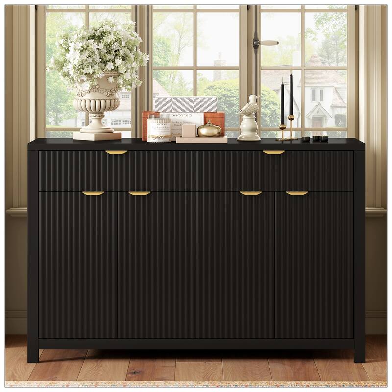 Modern Wave-Pattern Sideboard Cabinet with 2 Drawers