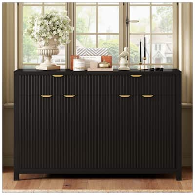 Modern Wave-Pattern Sideboard Cabinet with 2 Drawers