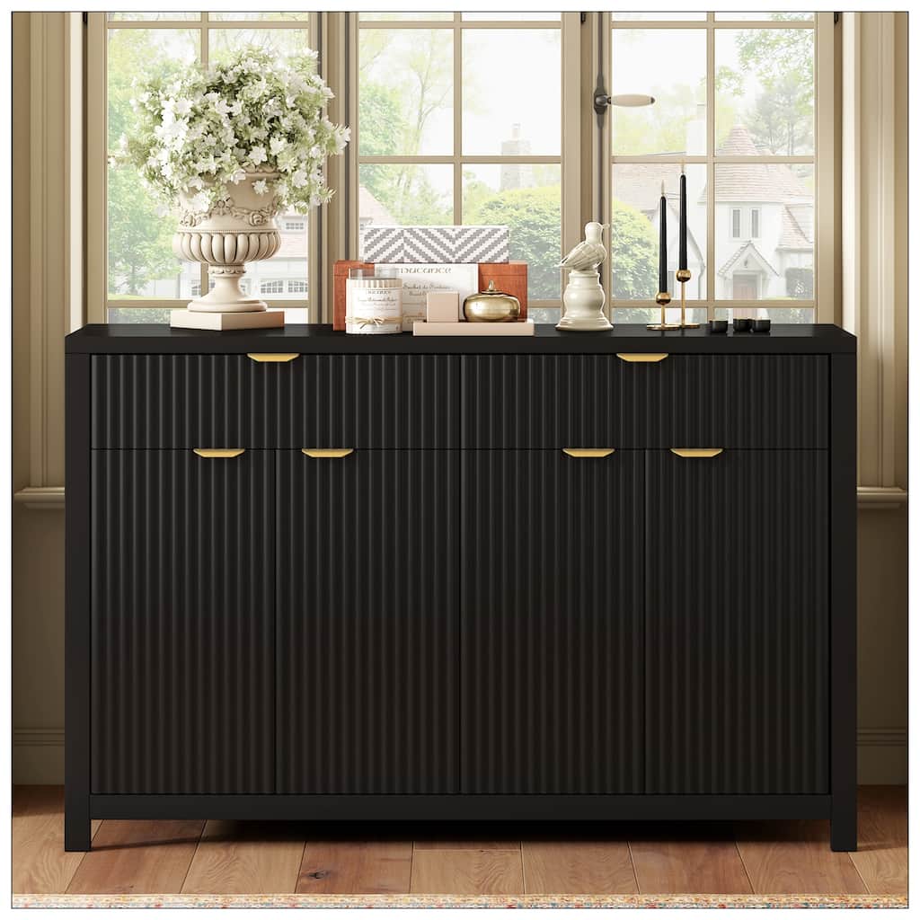 Modern Wave-Pattern Sideboard Cabinet with 2 Drawers