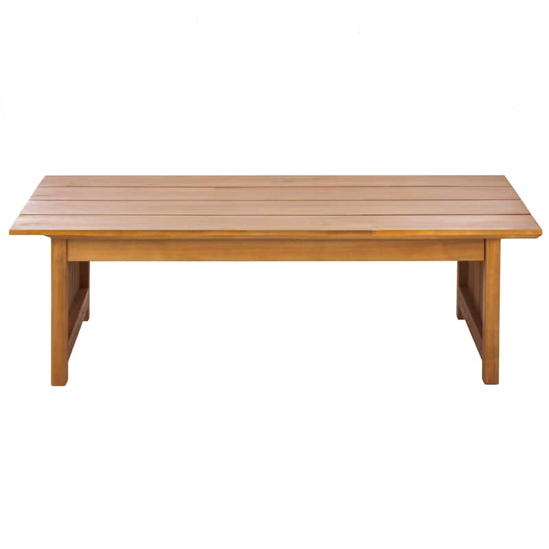 SAFAVIEH Outdoor Patio Furniture Kento Solid Wood Slatted Coffee Table - 47"W x 24"D x 15"H