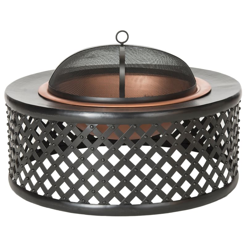 SAFAVIEH Outdoor Living Jamaica Copper/ Black Fire Pit - 32"W x 32"D x 15"H