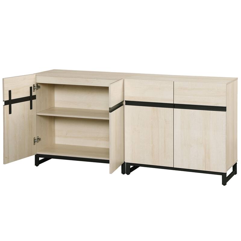 WAMPAT Modern TV Stand with Storage Cabinets for Living Room,Bedroom,Brown