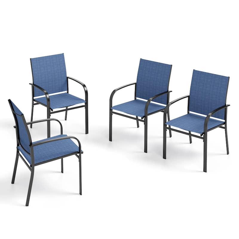 MAISON ARTS 4/6 Pieces Patio Dining Chairs, 3-Color Outdoor Textilene Dining Chairs - Blue-4 Pieces
