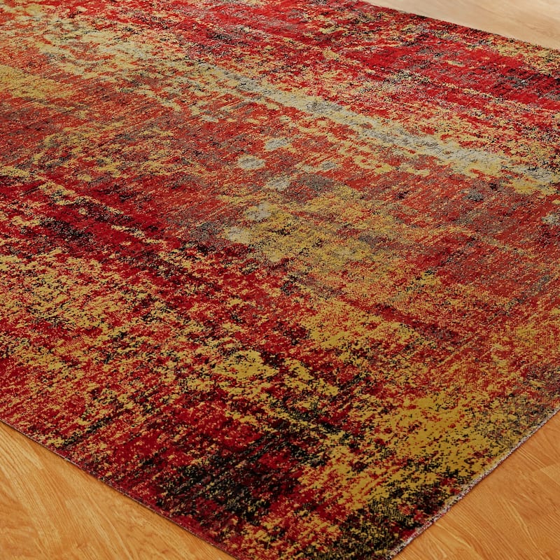 Porch & Den Pomeroy Red/Gold Abstract Indoor/Outdoor Area Rug