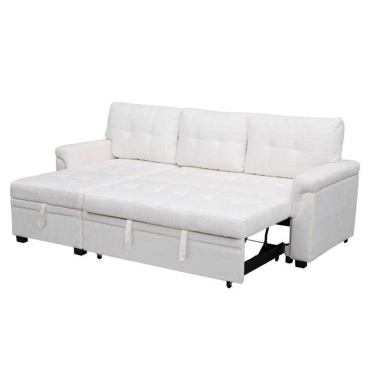 Perry Modern Reversible Sectional Sofa with Storage Chaise, Pullout Sleeper Sofa Couch Bed for Living Room