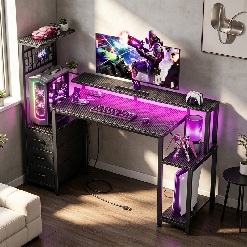 Computer Desk with Fabric Drawers