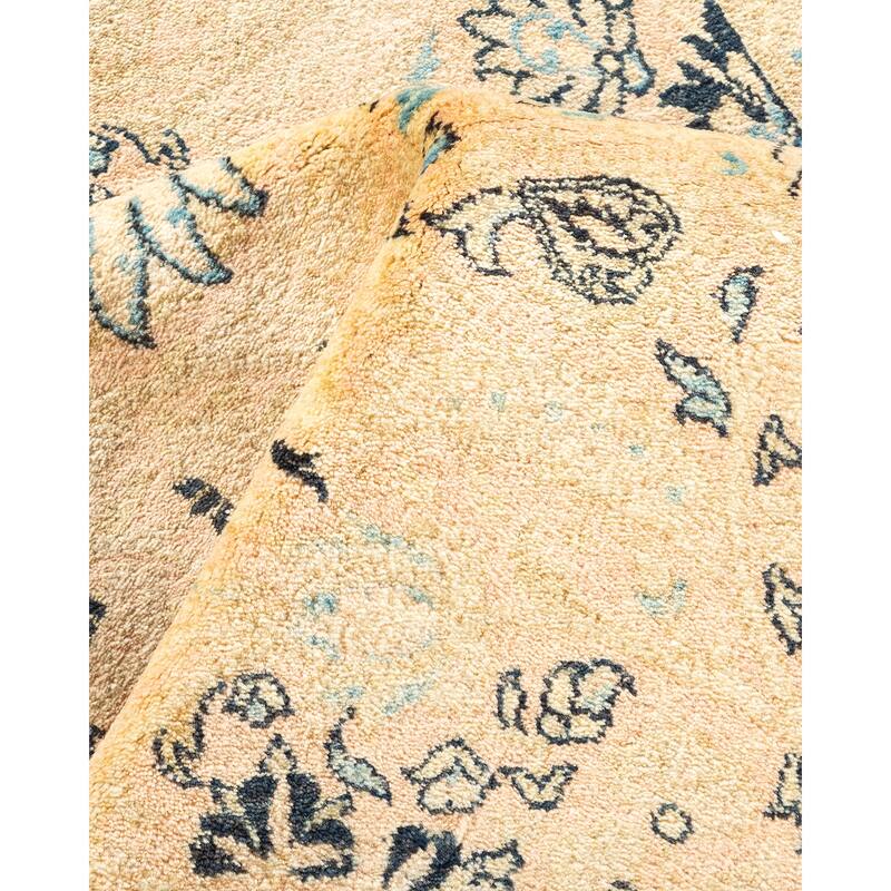 Overton Handknotted Wool Traditional Abstract Beige Area Rug - 5' x 8'