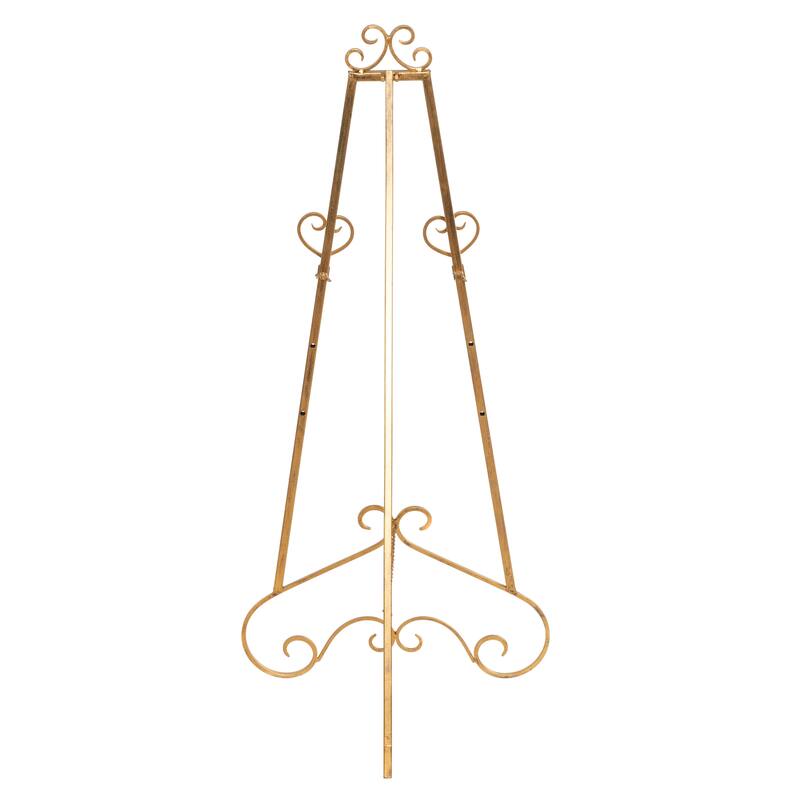 Gold Metal Large Adjustable 3 Tier Scroll Display Easel with Chain Support